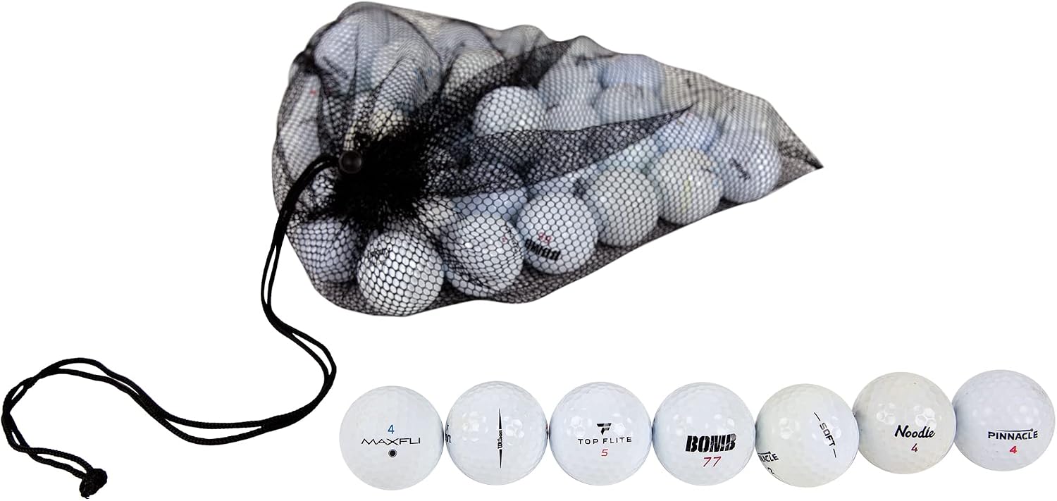 Clean Green Golf Balls - 48 Recycled Used Golf Balls in Good Condition | As Seen on Shark Tank | Great for Practice - Includes Reusable Mesh Carrying Bag