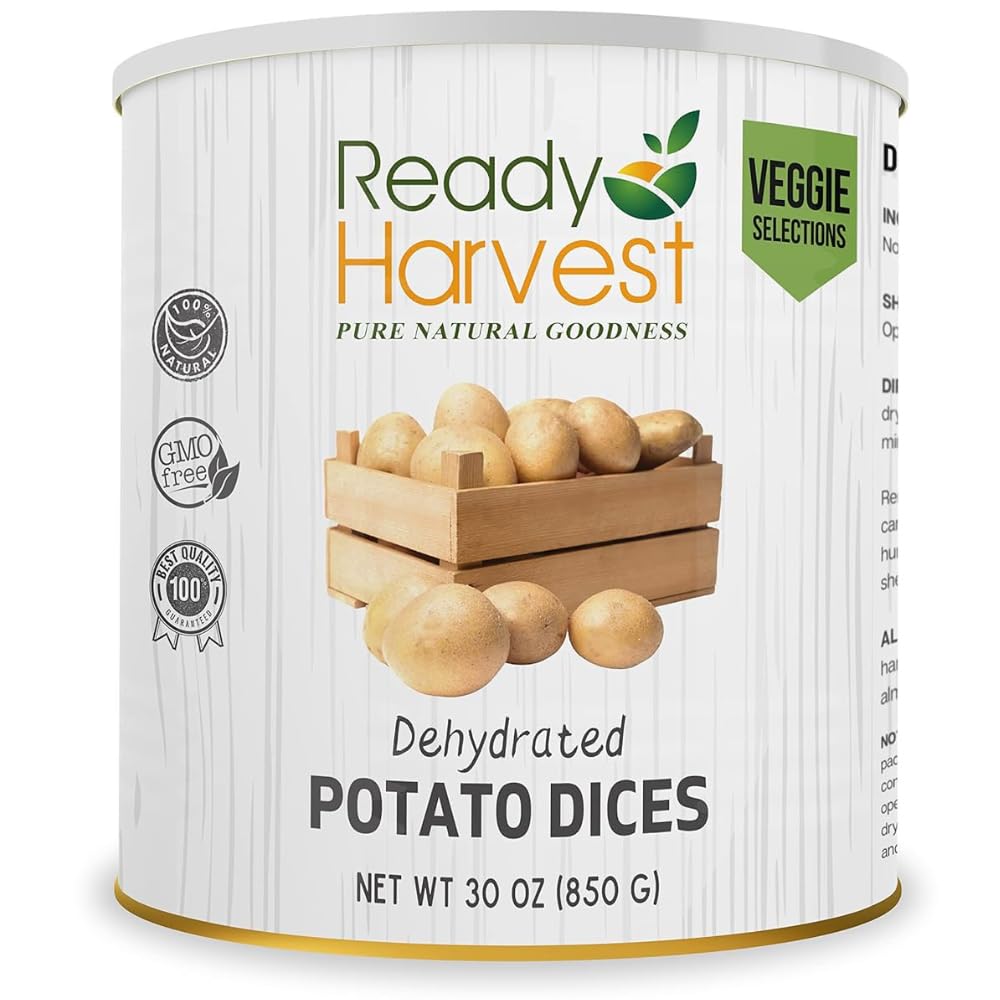 Ready Harvest Dehydrated Food - Potato Dices | Emergency Food | Dried Potatoes | #10 Can | 25-Year Shelf Life | Cans Filled to the Top