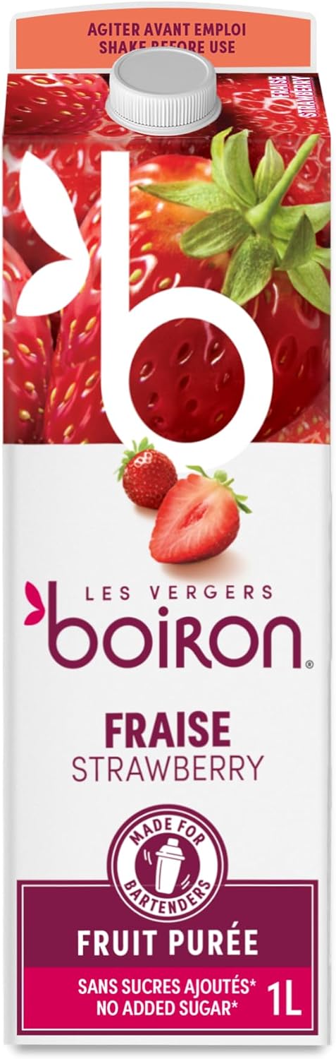 Boiron | Strawberry Fruit Puree | No Added Sugar, Flavourings, Colourings or Preservatives | Perfect for Cocktails, Desserts, Baking & Ice Cream | 1 Litre