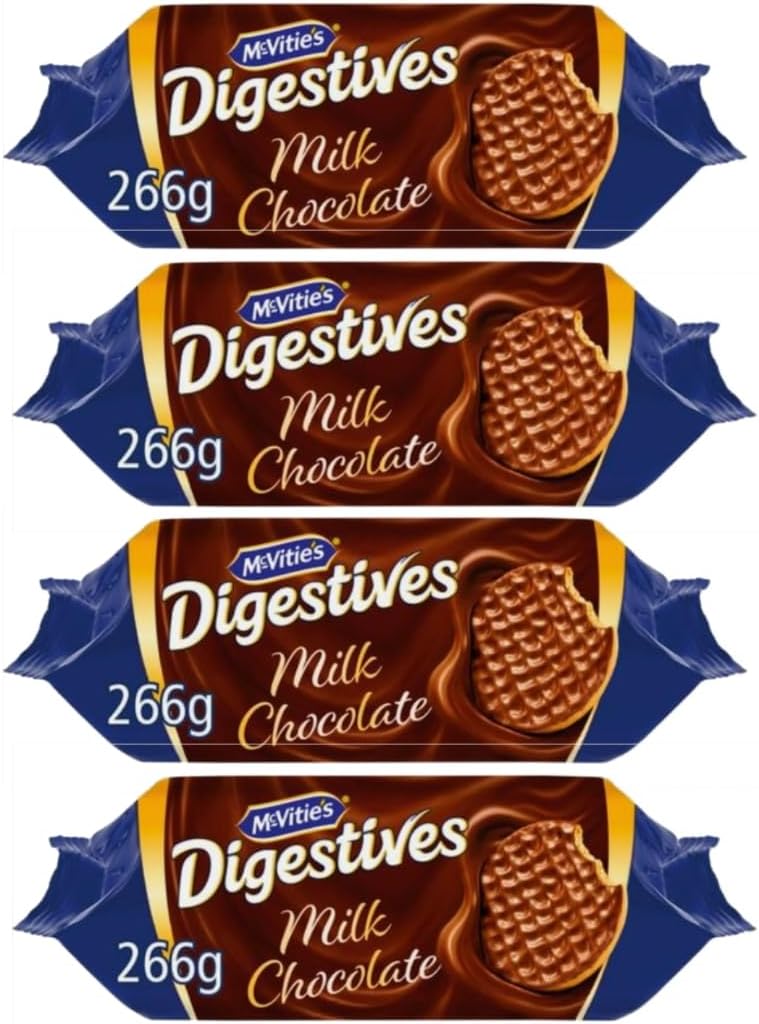 McVitie's Milk Chocolate Digestives Twin Pack, 4 x 266g | Suitable for Vegetarians | Baked with 100% Wholegrain | Healty Milk Chocolate Cookies | Great Value | Sold by Essential Products