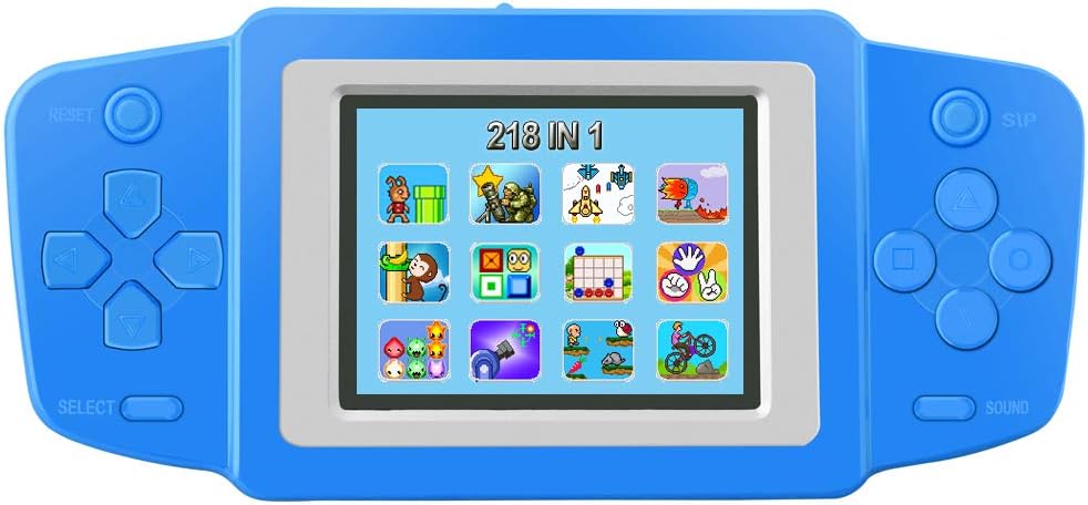 Bornkid Retro Handheld Game Console for Kids, Built in 8 Bit 218 Classic Video Electronic Games Portable Arcade Gaming System Birthday Gift for Children Travel Holiday Recreation 2.5" Screen (Blue)