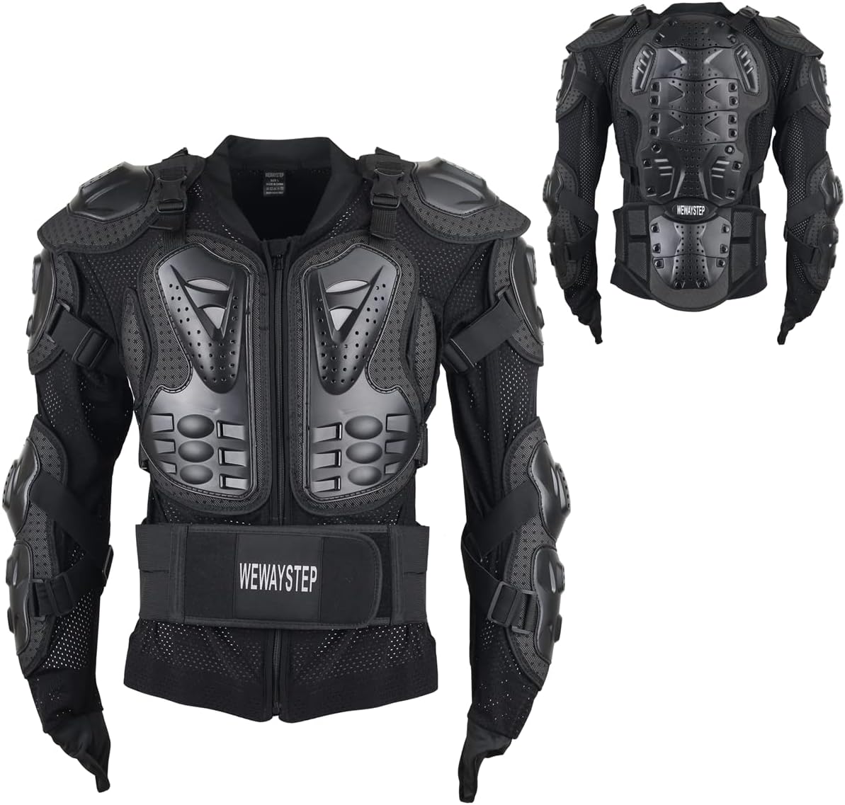 Motorcycle Body Armor Jacket with Chest Spine Protection | Hard PP & EVA padded chest back protectoin for motocross,MTB. Breathable removable spinal armor for lightweight summer wear