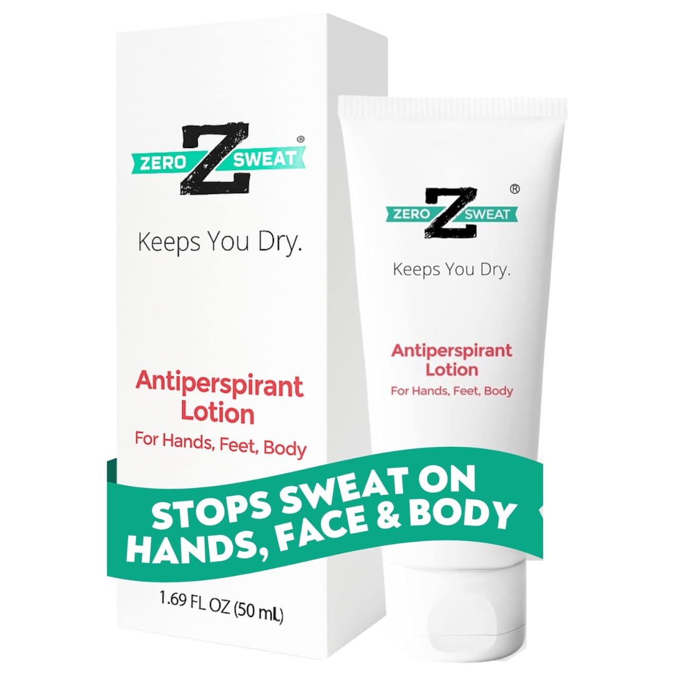 ZeroSweat Antiperspirant 20% Deodorant Lotion | Clinical Strength Hyperhidrosis Treatment - Reduces Face and Body Sweating
