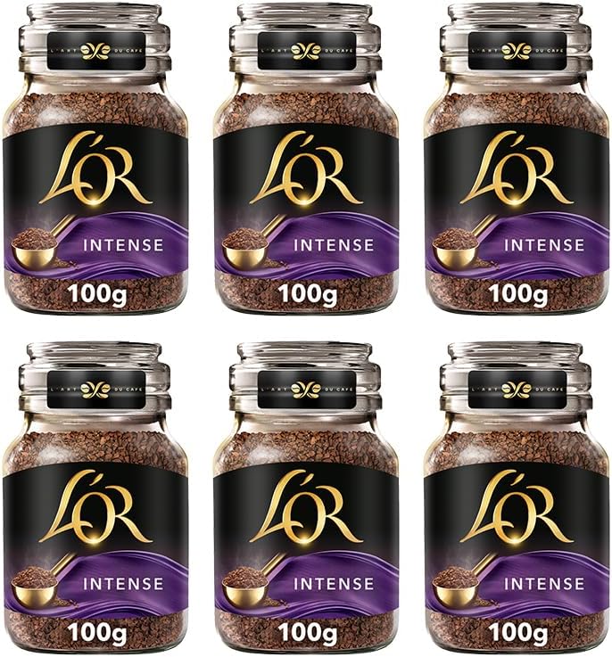 L'OR Intense Instant Coffee 100g (Pack of 6 Jars, Total 600g)
