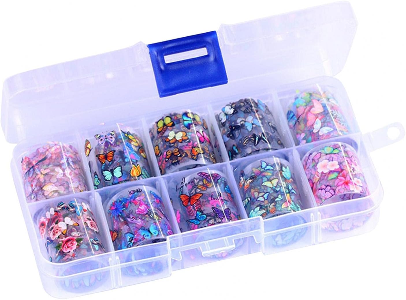 Sbyhbhyds Marble Nail Foil Transfer Sticker, 10 Rolls Art Nail Foils Colorful Flower Print,DIY Foil Sheet Wraps Decals Nail Decoration,Foil Adhesive Stickers for Women Girls Fingernails Toenails