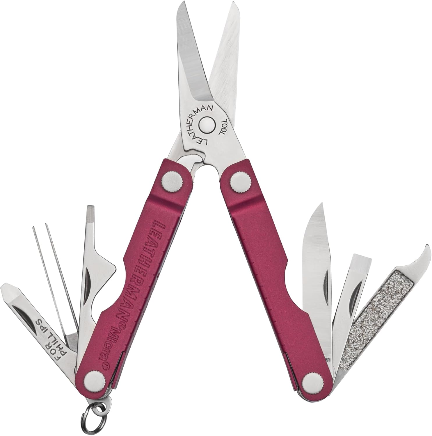 Leatherman Micra - Stainless Steel Keyring Multi-Tool with Scissors & 9 Tools, Black Cherry