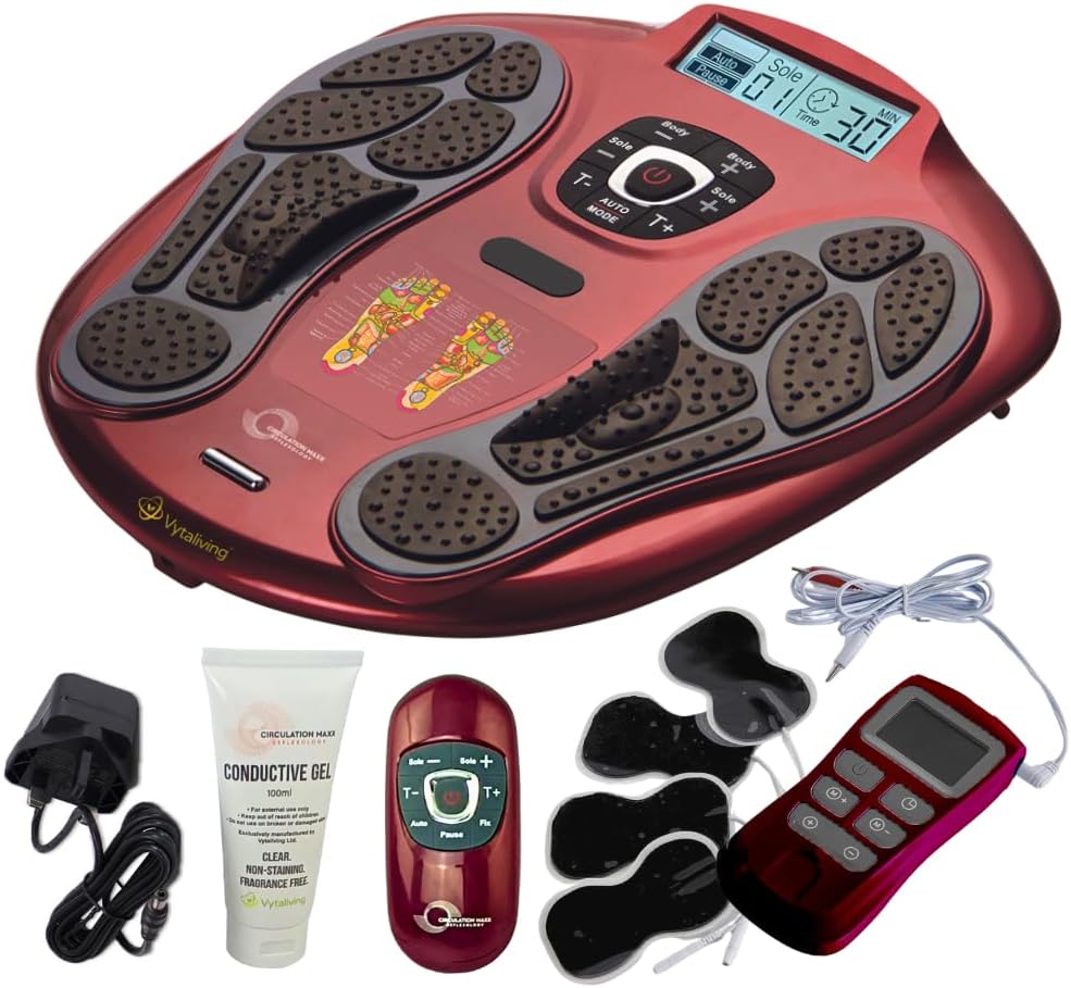 VYTALIVING Circulation Maxx Reflexology Foot Massager - EMS Foot Massagers for Leg Pain and Circulation, Reduce Swelling & Water Retention in Legs & Feet | TENS Machine Included