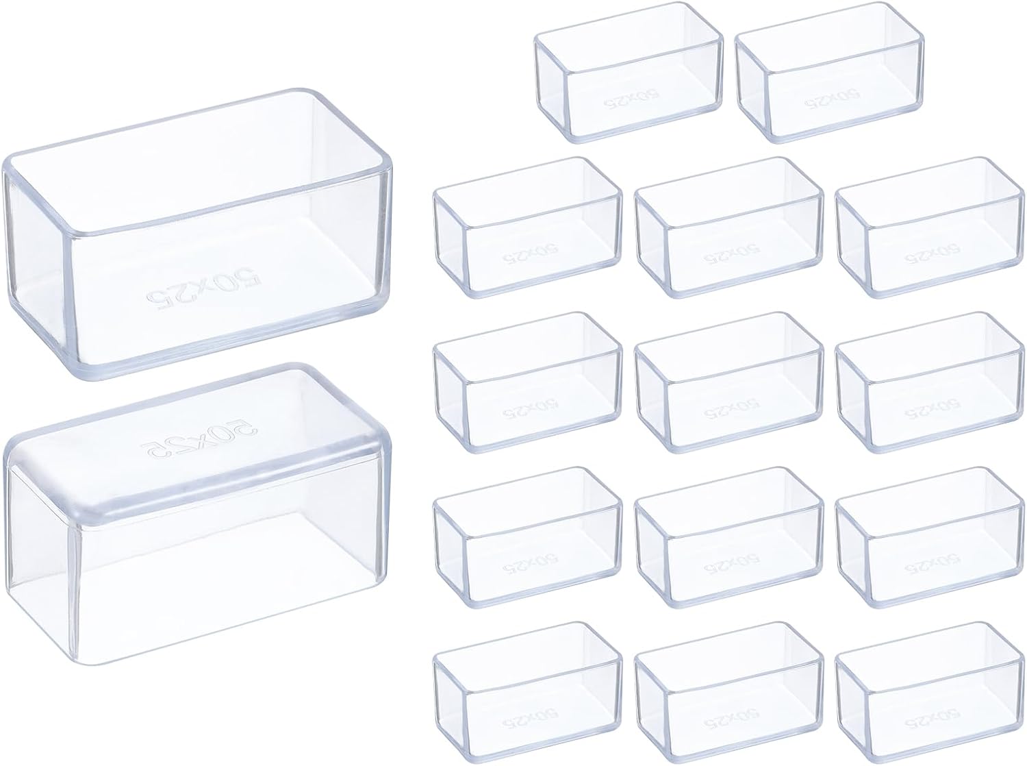 uxcell 16 Pcs Silicone Chair Leg Floor Protectors 1 x 2 Inch Non-Slip Chair Leg Caps Covers, Rectangle Furniture Leg Protectors for Hardwood Floors Reduce Noise and Scratches, Clear