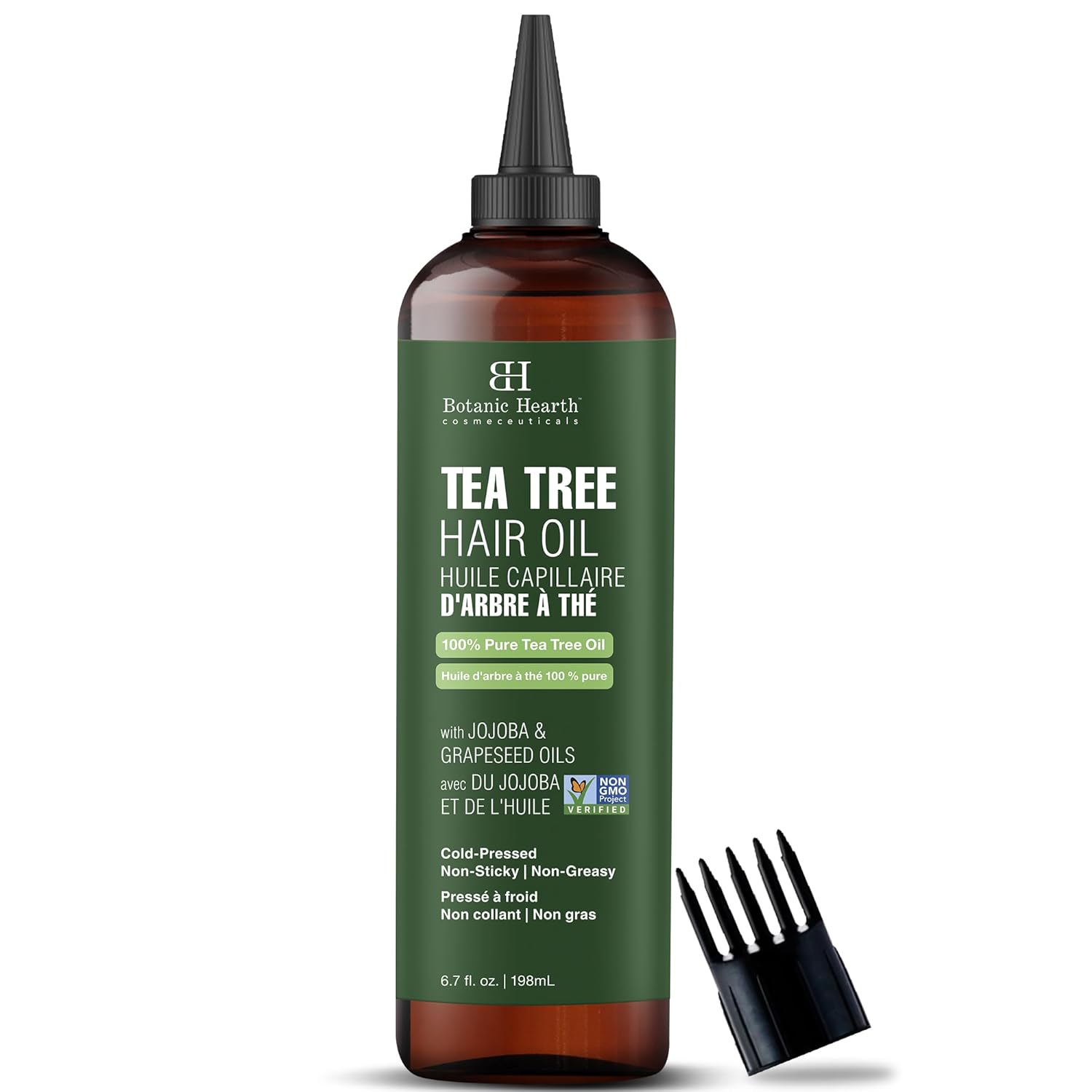 Botanic Hearth Tea Tree Oil for Hair (6.7 fl oz) | With Jojoba & Grapeseed Oils | Soothes Itchy Scalp & Fights Dandruff | Non GMO Verified