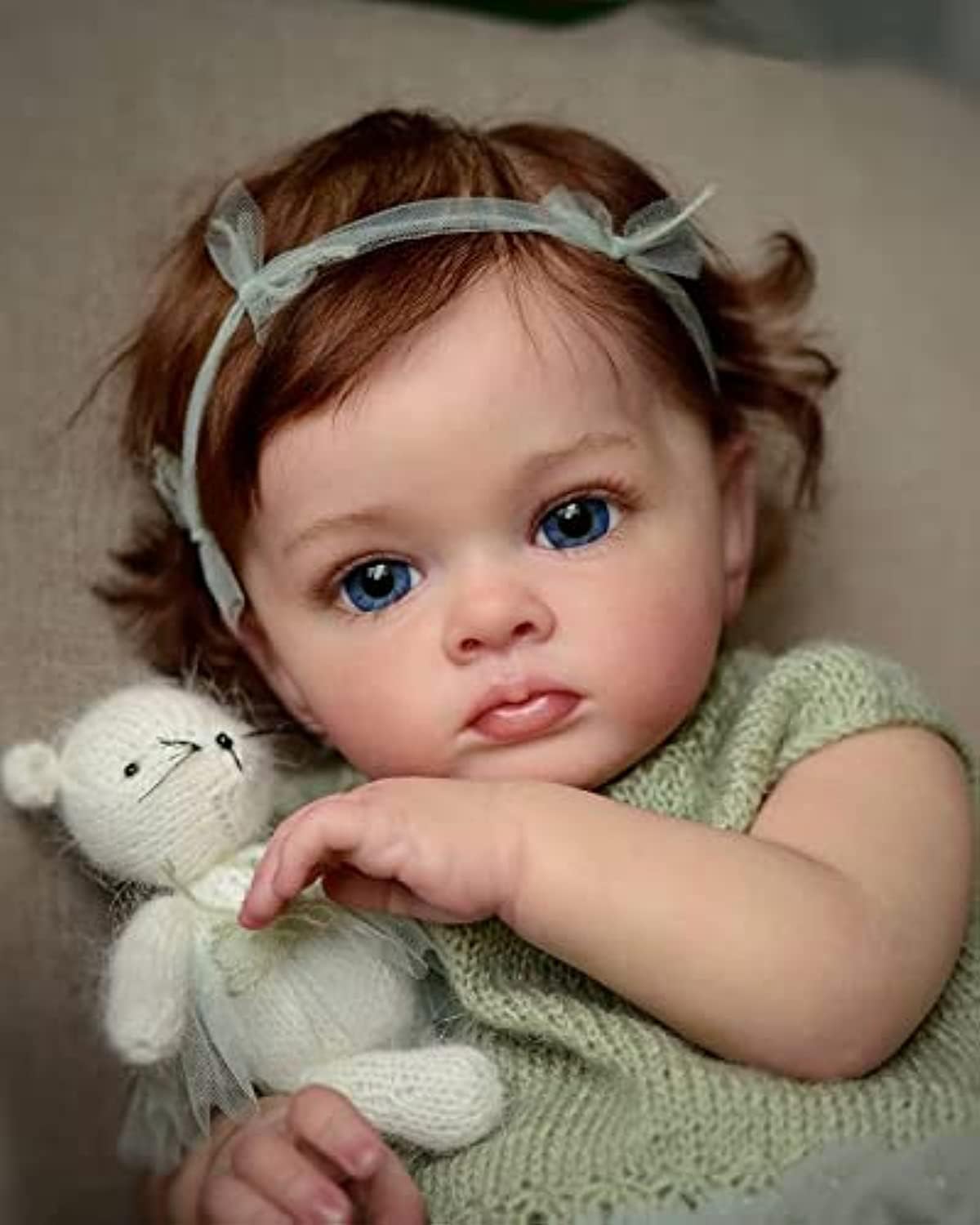 Pinky Reborn 23Inch Reborn Toddler Dolls Girl,Lifelike Newborn Baby Dolls Silicone Weighted Body,Toy for Kids Age 3+ (Milky Green Toddler Girl)