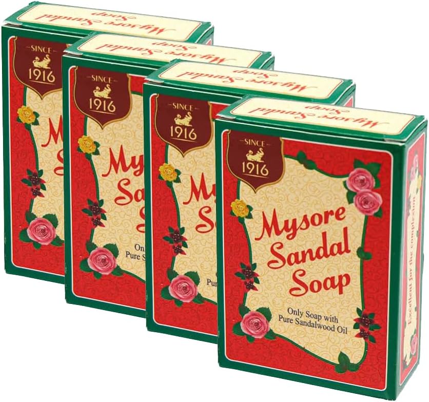 Mysore Sandal Soap | 75G | Bathing Soap | With SandalWood Oil | Herbal Ayurveda | Health And Beauty | Indian Origin (Pack of 4)