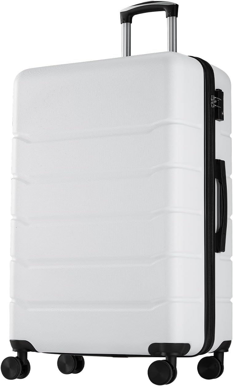 Sweetcrispy Carry on Luggage, Hard Shell ABS, Double Spinner Wheels Lightweight Suitcase TSA Lock, Cream White, 20 Inch