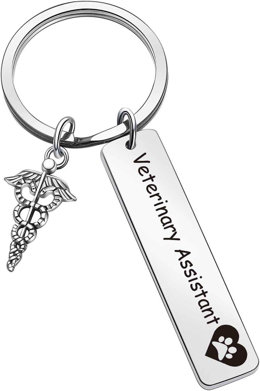 ZQEOU VET Keyring Veterinarian Assistant Keychain For Coworker Gift VET Tech Keychain Veterinarian Assistant Thank You Gift