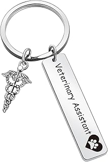 ZQEOU VET Keyring Veterinarian Assistant Keychain For Coworker Gift VET Tech Keychain Veterinarian Assistant Thank You Gift