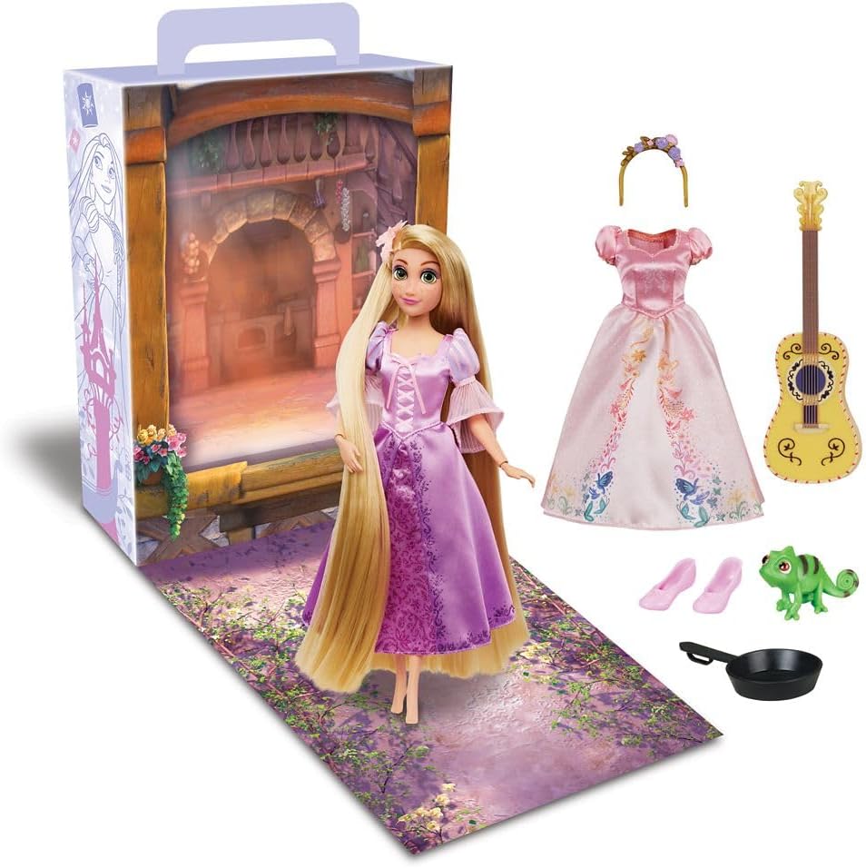 Disney Store Girl's Princess Story Doll (Rapunzel from Tangled) 11 Inches, Includes Coloring Book and Additional Dress, Princess Doll in Classic Outfit, Princess Toys