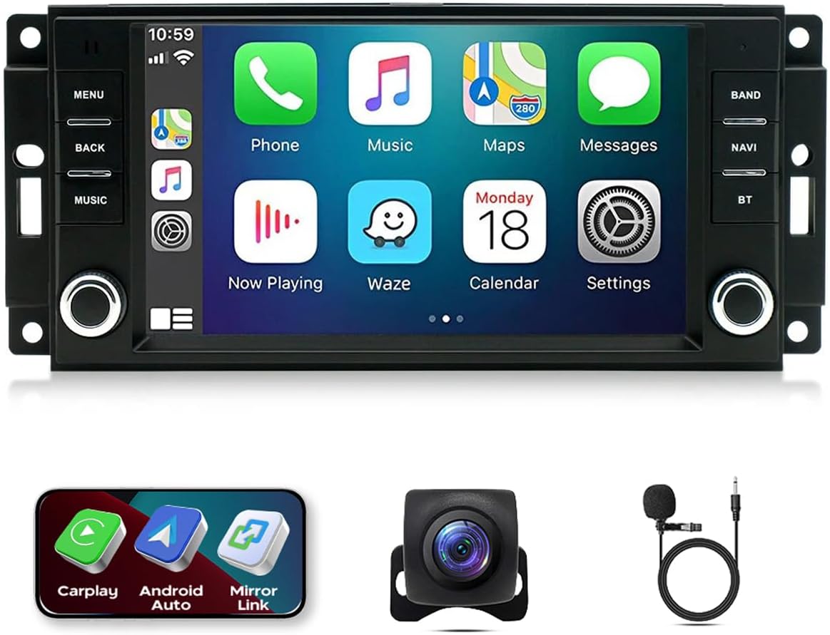 7" Double Din Car Radio Stereo for Dodge Grand Caravan 2008-2020 / Dodge Nitro 2007-2012 with Android 13 Wireless & Wired Carplay Android Auto，GPS Navigation/SWC/Backup Camera+MIC