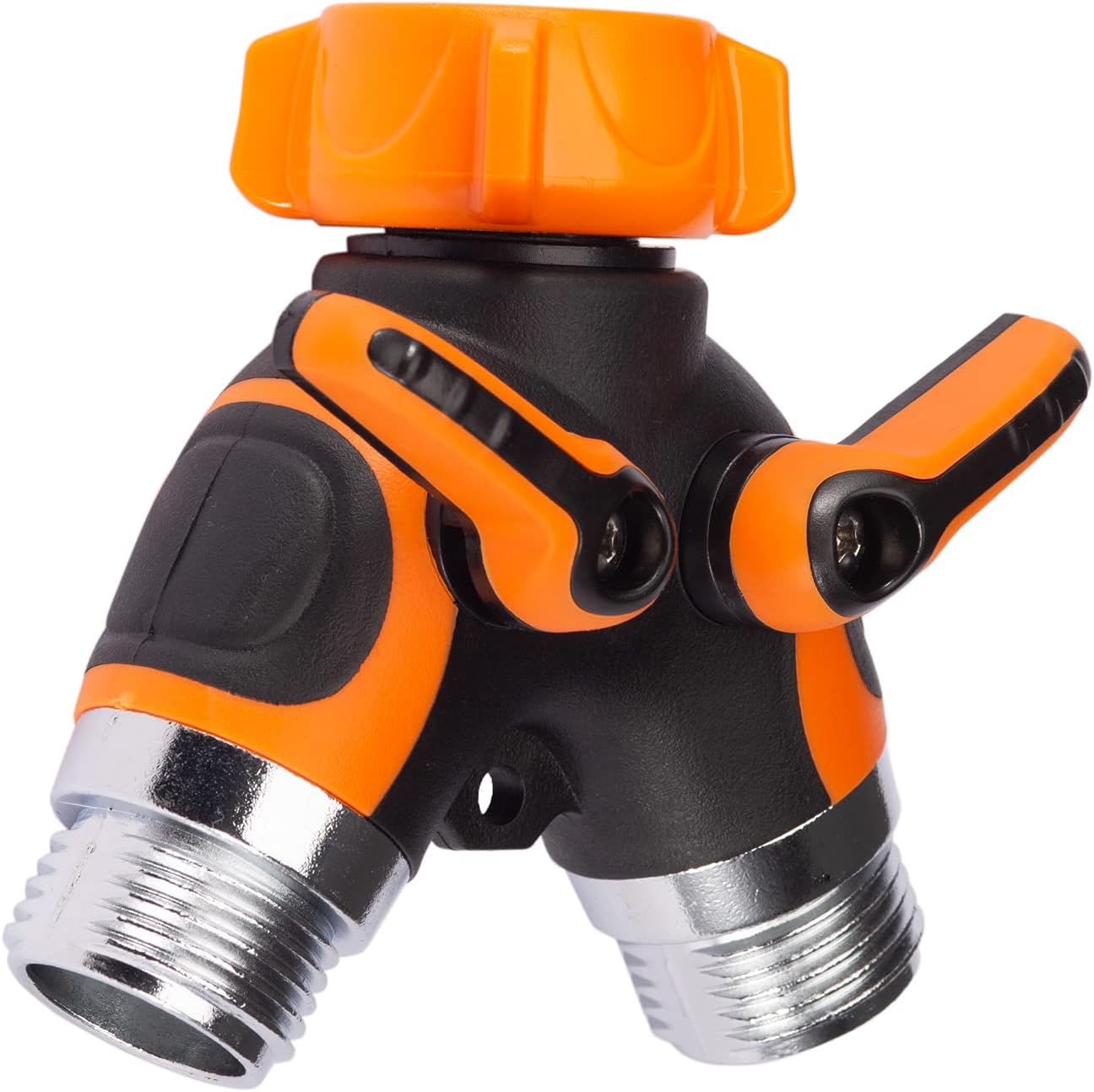 Giraffe Tools Garden Hose Splitter 2 Way Heavy Duty, 3/4" GHT Y Connector for Outdoor Faucet Spigot, Brass Fitting, Separate Shut Off Valve, Single Pack