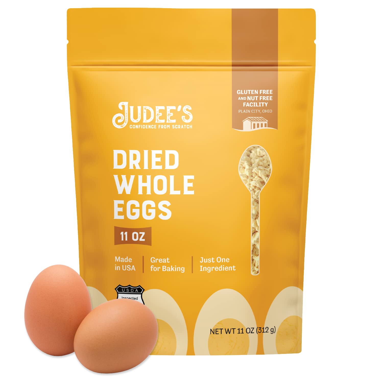Judee’s Dried Whole Egg Powder 11 oz - Baking Supplies - Delicious and 100% Gluten-Free - Great for Breakfast, Baking, and Camping Meals - Simplifies Outdoor Cooking Preparation