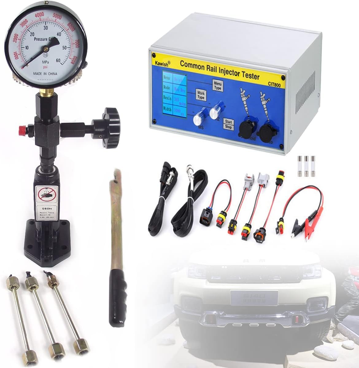 CR-C Common Rail Injector Testing Machine Fuel Tester Multifunctional Detector, Professional Diesel Nozzle Tester + S60H Fuel Injector Nozzle Tester