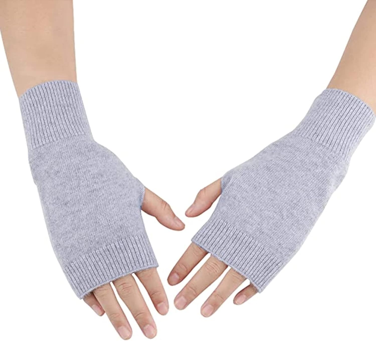 DWE Cashmere Fingerless Gloves - Winter Thermal Women's Mittens With Thumb Hole - Wrist Warmers Christmas Gifts for Girls Ladies