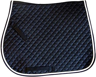 Exselle All-Purpose Saddle Pad for Horses English, Quilted with White Piping, Wick-Away Liner, Optimal Cushioning, High Wither Relief, Girth Guard, Cotton with Foam Fill