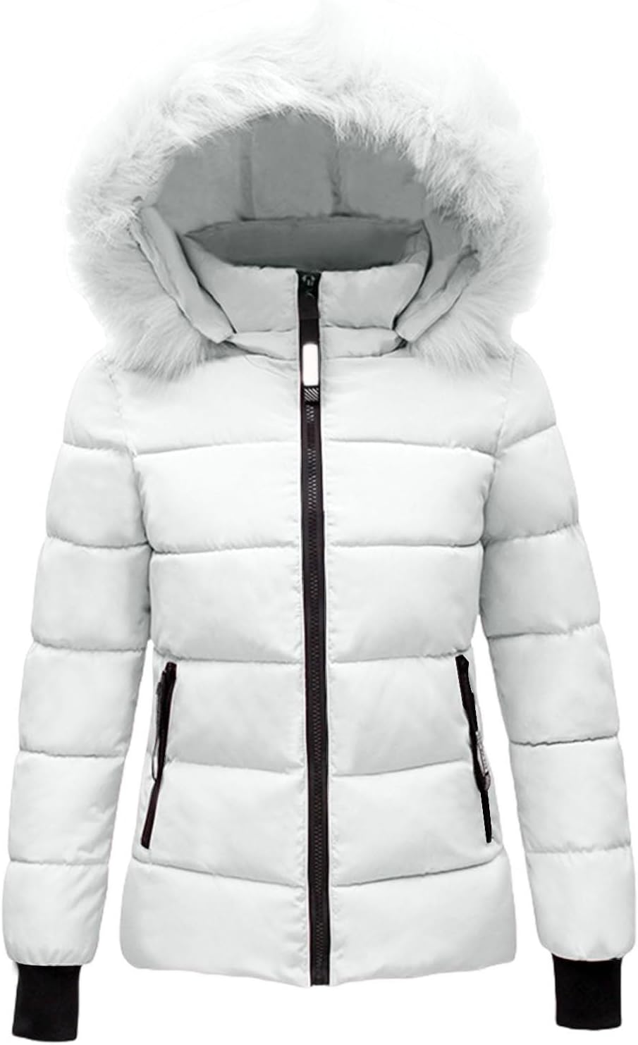 Women's Winter Warm Coats Puffer Jacket Waterproof Snow Parka with Removable Faux Fur Trim Hood