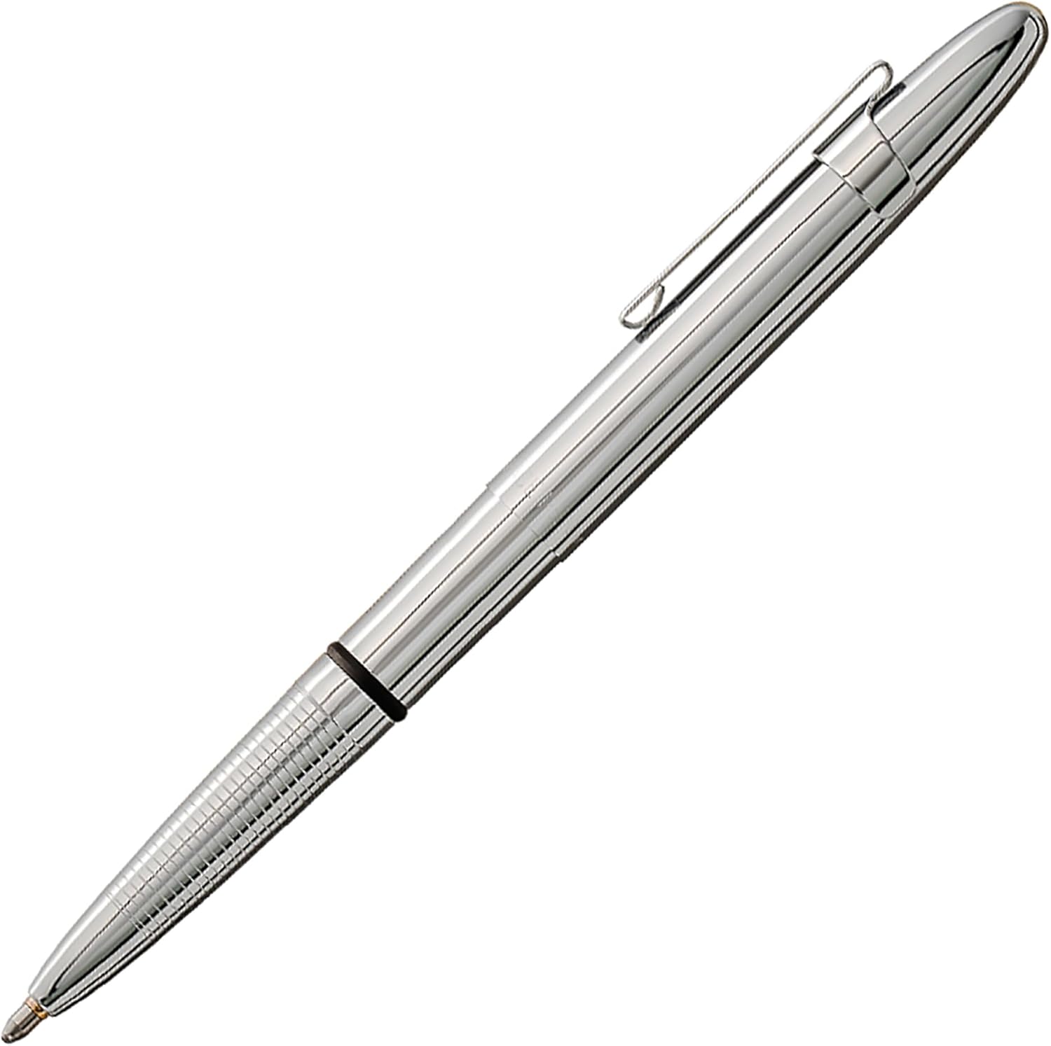 Fisher Space Pen Chrome Bullet Pen, Pressurized Ballpoint Pen, Compact Pocket Size, Writes Upside Down and in Extreme Temperatures, Smooth Black Ink, Medium Point, Pocket Clip, Made in the USA