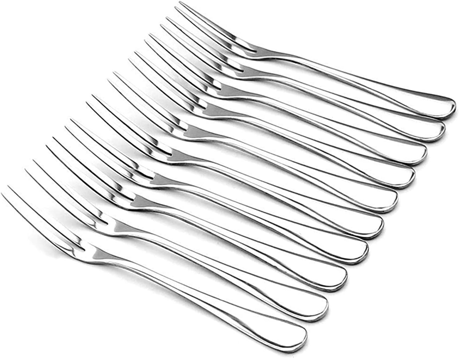 Crab Stainless Steel Forks,Escargot Fork 2 Prong Tasting Appetizer Forks Portable Cocktail Salad Fruit Forks for Party Travel,Set of 10, 5 Inches (10 Pcs)