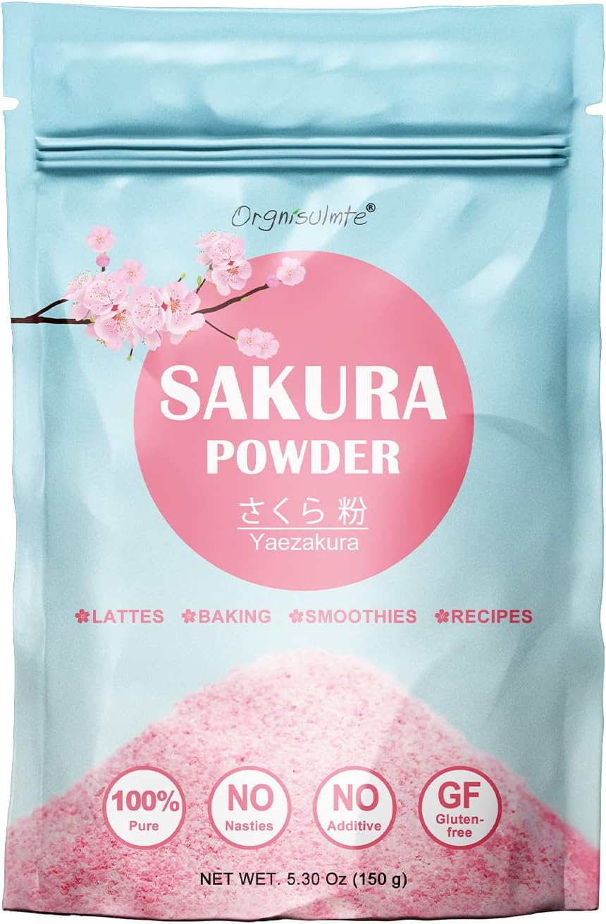 Sakura Powder 100% Japanese Cherry Blossom, Sakura Latte Gluten-Free, Keto Friendly, Made in Japan 5.3 Oz (150g)