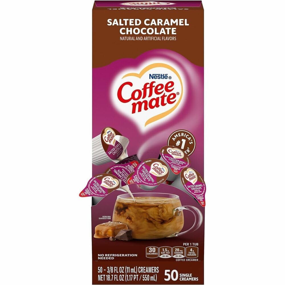 Nestle Coffee Mate Coffee Creamer, Salted Caramel Chocolate, Liquid Creamer Singles, Box of 50 Singles