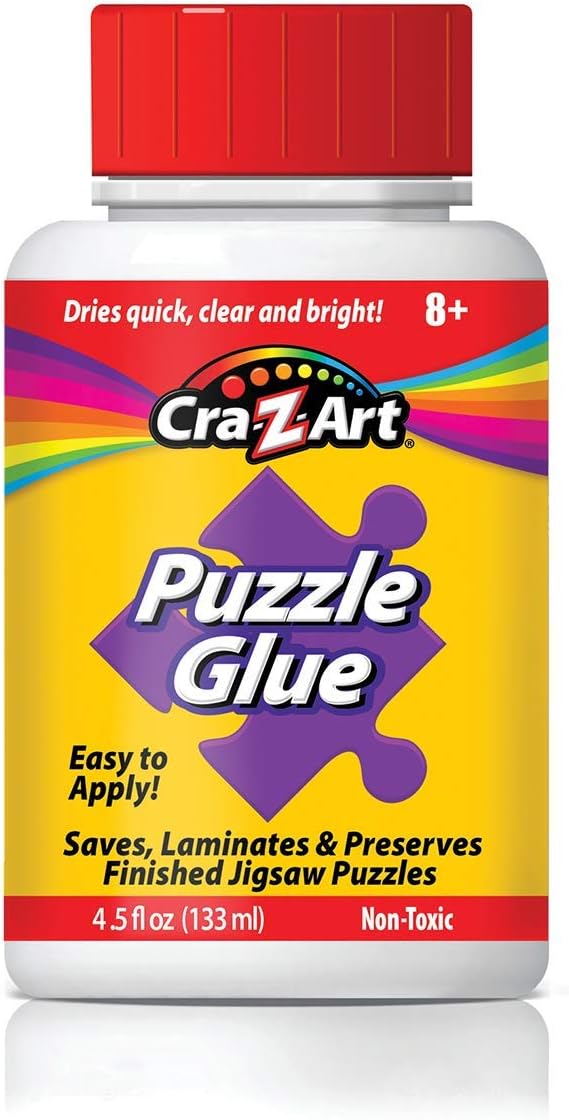 RoseArt Jigsaw Puzzle Glue with Applicator - Saves, Laminates and Preserves Finished Jigsaw Puzzles - Easy to Apply, Dries Quick, Clear & Bright