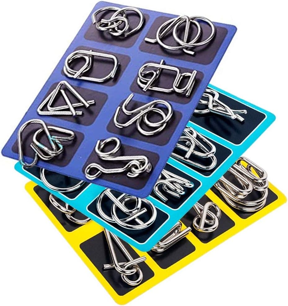 Brain Teaser Wire Puzzles - 24 Pack Puzzle Toys - Intelligence Mind IQ Test Game - Kids & Adults