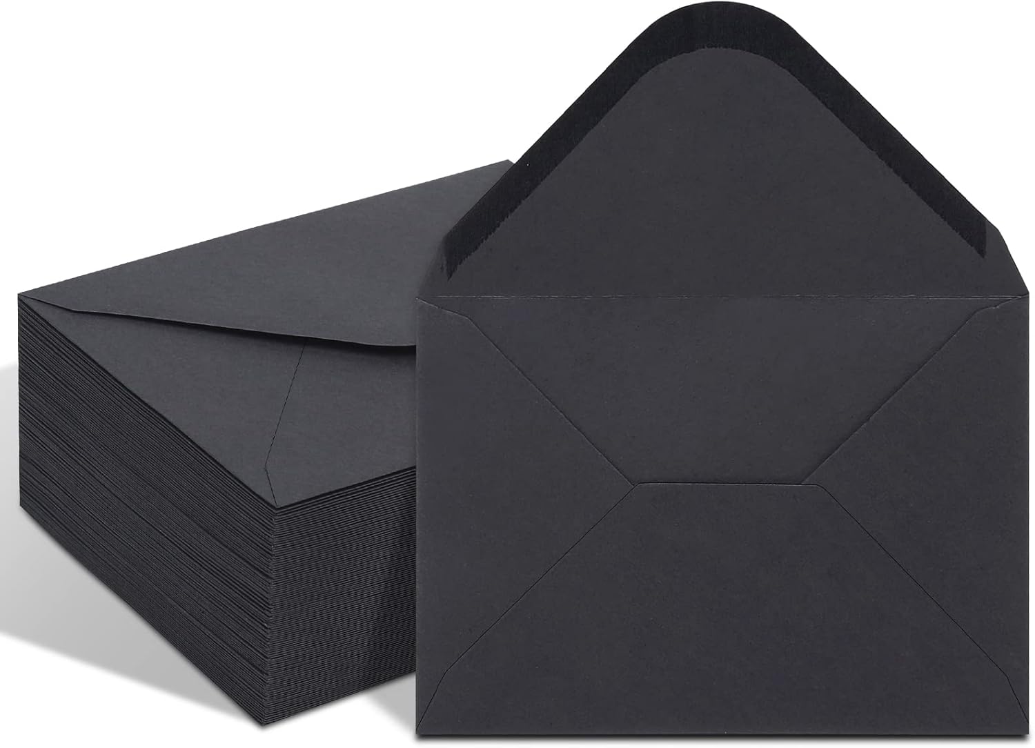 100 Pack Black 4x6 Envelopes, Contour Flap A4 Envelopes for Engagement Invites, Weddings Invitation, announcements, Baby shower, Perfect for RSVP Card 120gsm, 4.5 x 6.4 Inches - 100% Recycled