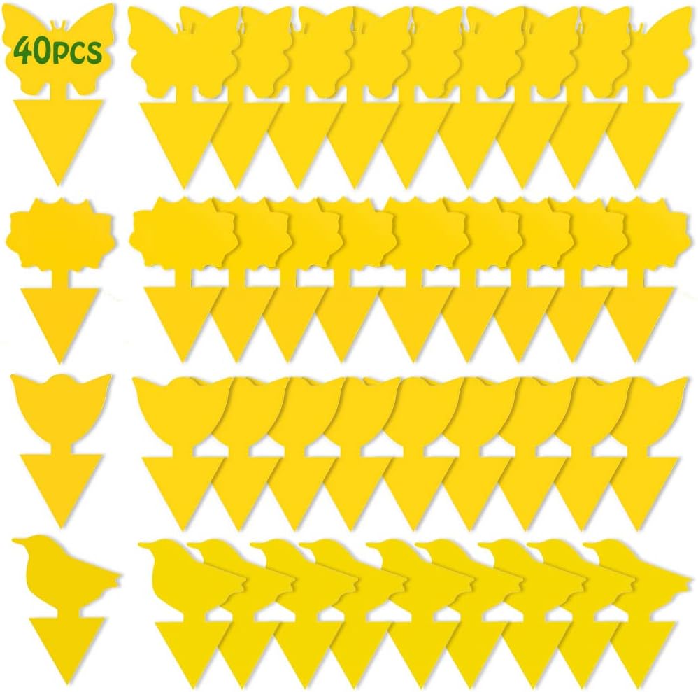 Fruit Fly Trap, 40 Pack Fruit Fly Killer Yellow Sticky Bug Insect Killer Double-sided Insect Catcher Sticky Bug Sticky Fruit Fly Killer for Houseplant Indoor and Outdoor