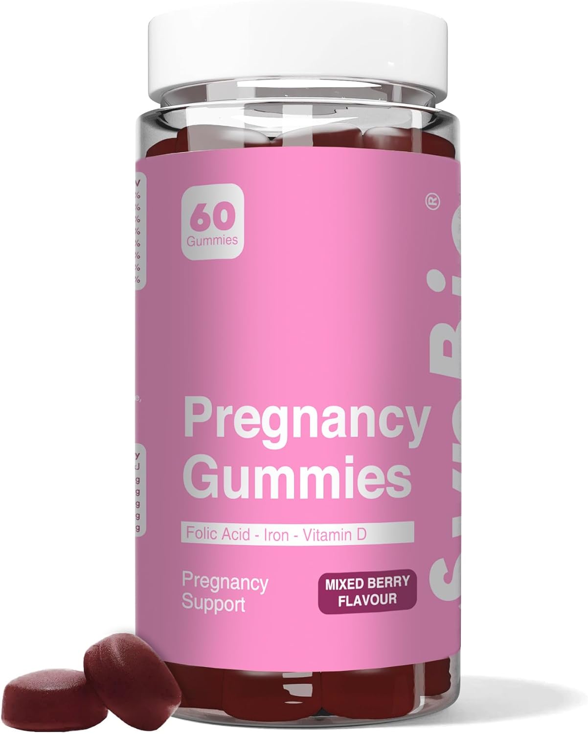 SynBio Pregnancy Gummies | Prenatal Multivitamin with Folic Acid, Vitamin D3, B12, Zinc & More | Gelatin Free, Vegetarian, Nut Free | 60 Mixed Berry Gummies for Daily Pregnancy Support