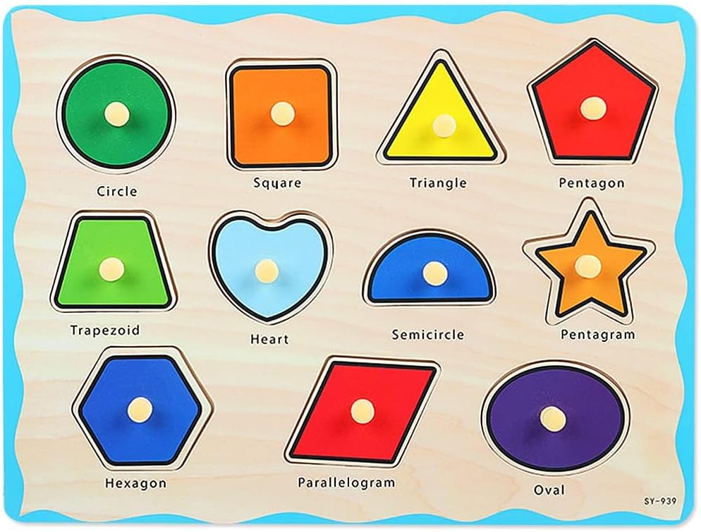 Wooden Puzzles for 3 Year Old Montessori Preschool Toys for baby and Toddlers, Early Education Games Wooden Toy 3 4 5Gift for Boy or Girl. (Shapes)