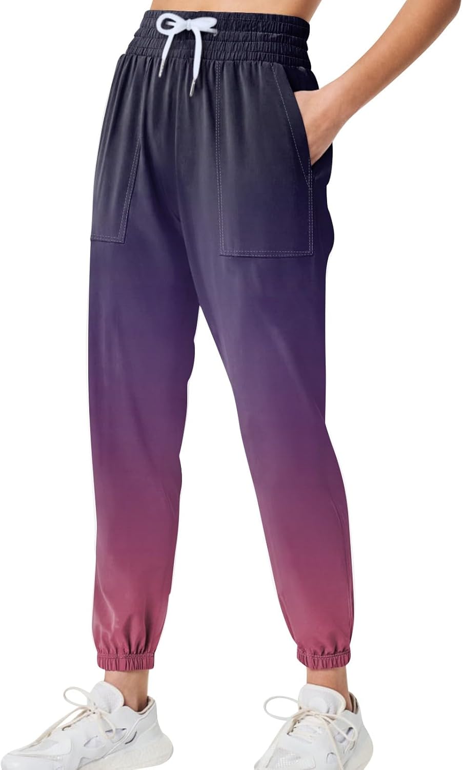 Women's Sweatpants High Waisted Baggy Flared Lounge Comfortable Stretchy Cinch Bottom Pants with Pockets
