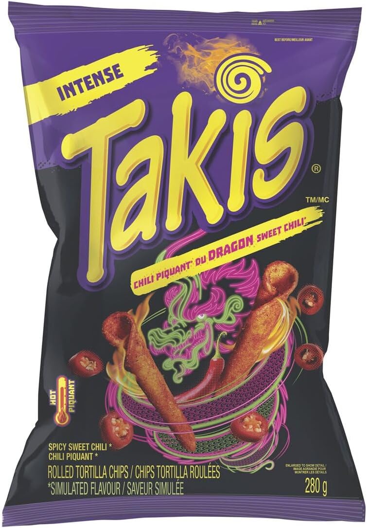 Takis Dragon Spicy Sweet Chili Rolled Tortilla Chips, Crunchy Corn Chips Snack, 280 Grams