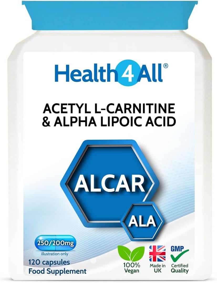 Health4All Acetyl L-Carnitine 250mg & Alpha Lipoic Acid 200mg 120 Capsules, Vegan ALCAR & ALA Supplement for Brain Health, Memory, Focus and Mental Clarity | Made in UK