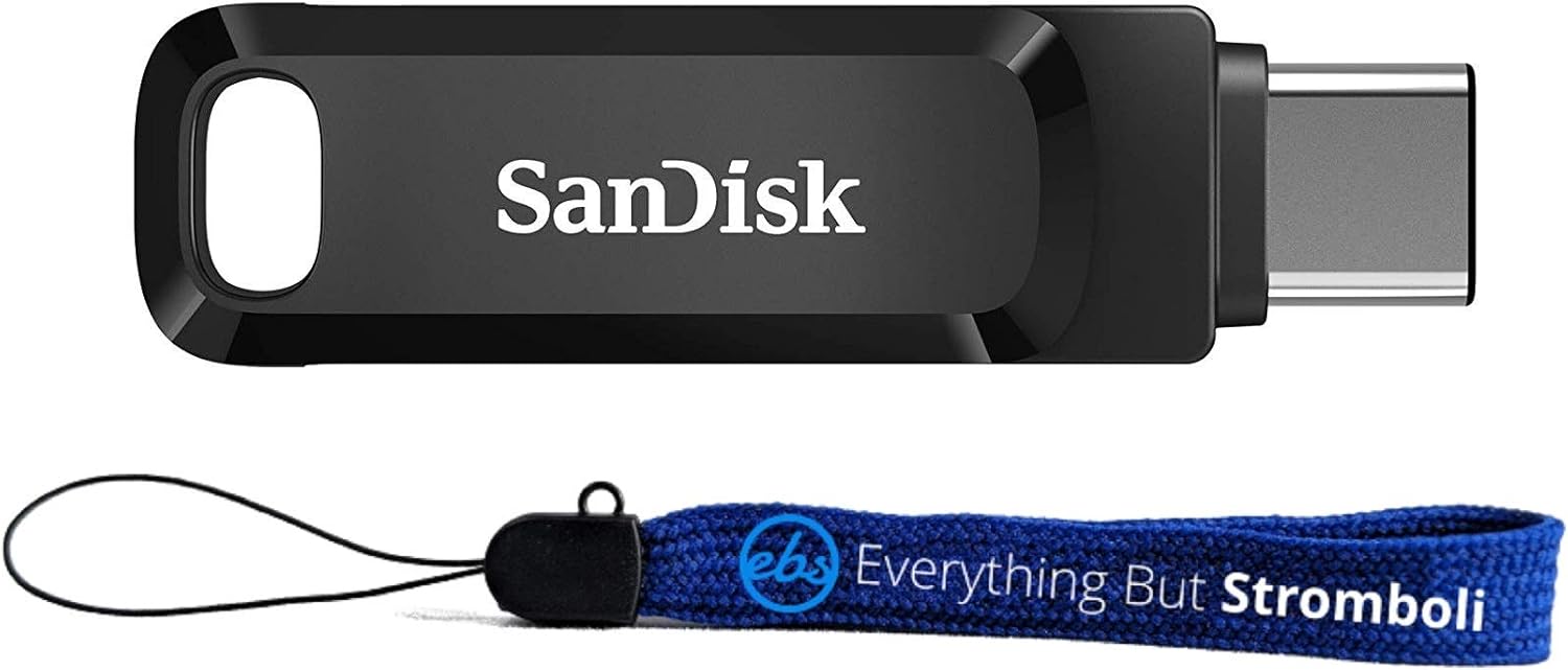 SanDisk Ultra Dual Drive Go 256GB USB Flash Drive Type C & Type-A for Smartphones, Tablets, & Computers - USB 3.1 High Speed Pen Drive (SDDDC3-256G-G46) Bundle with 1 Everything But Stromboli Lanyard