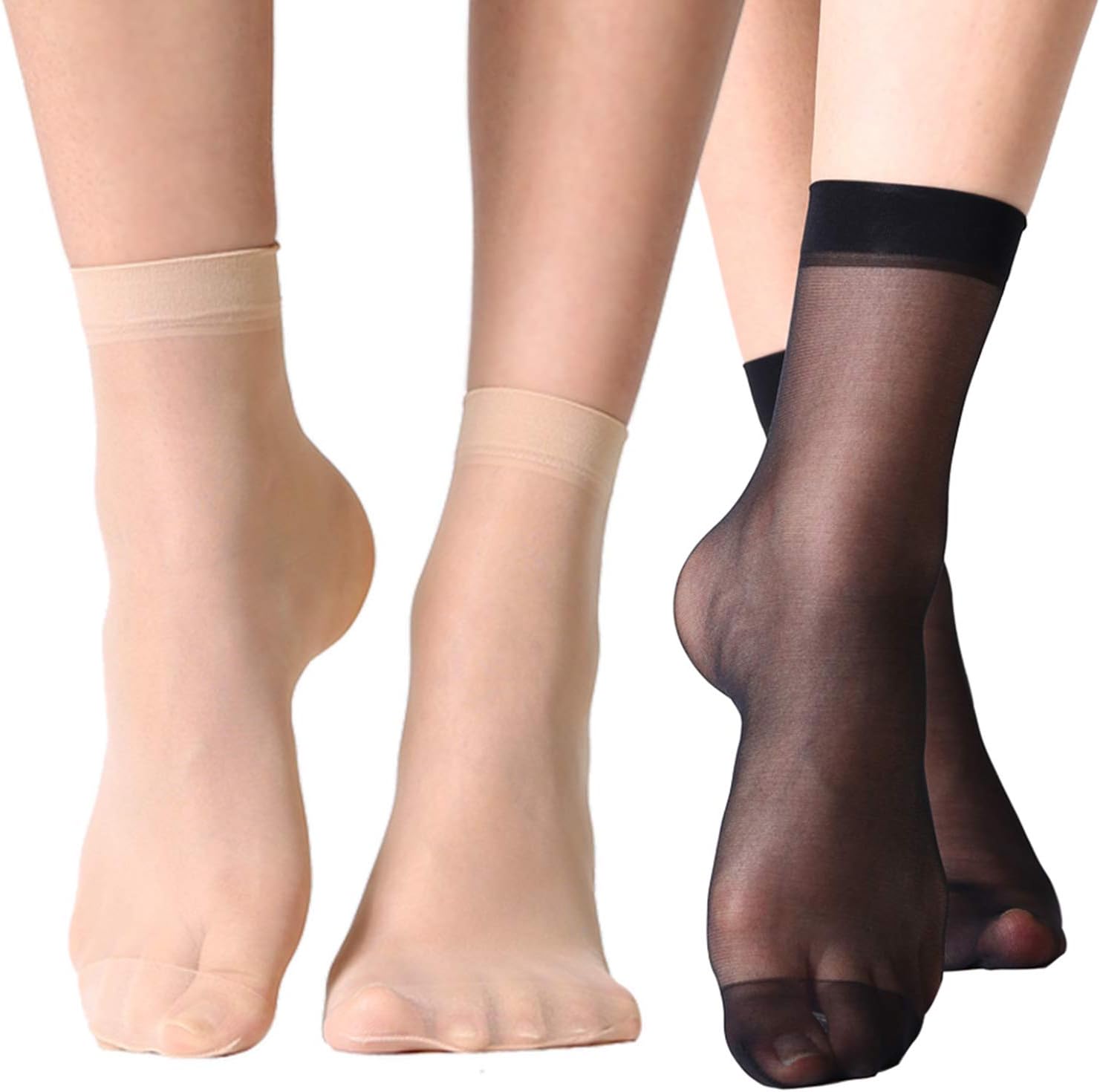 MANZI 12 Pairs Women's Ankle High Sheer Socks