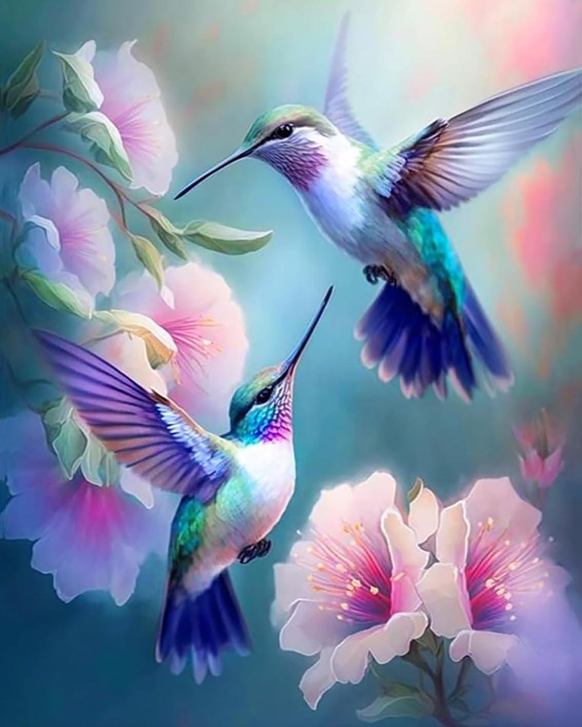 cdjlddww Hummingbirds Paint by Numbers for Adults, Birds Easy Acrylic Adult Paint by Number Kits, DIY Waterproof Birds Paint by Numbers on Canvas for Home Wall Decor Inch16X20