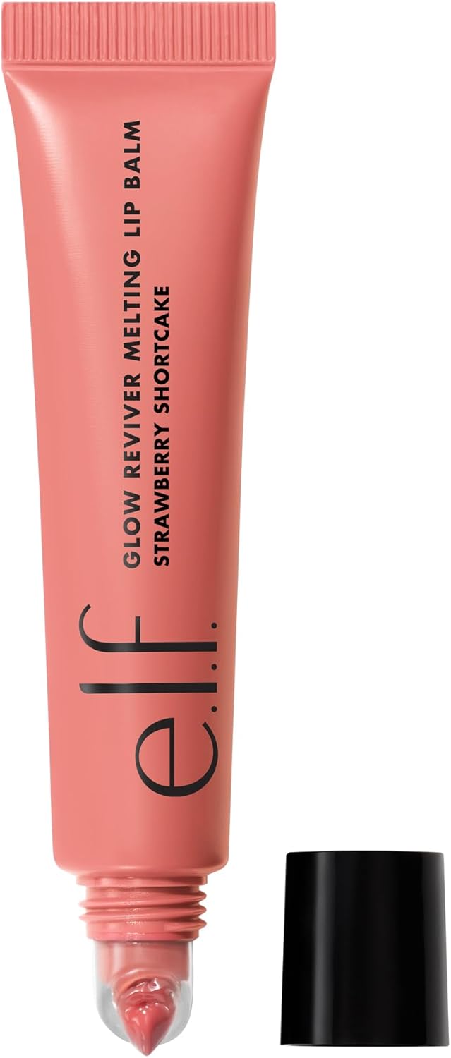 e.l.f. Glow Reviver Melting Lip Balm, Tinted Formula, With Shea Butter & Hyaluronic Acid, Vegan & Cruelty-Free, Strawberry Shortcake