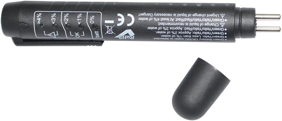 Brake Fluid Liquid Tester Pen with 5 LED Indicators, Calibrated For DOT3 DOT4 Brake Fluid