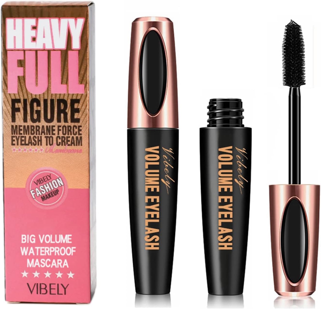 HIVETZ Waterproof Mascara,Mascara Black Volume and Length, Lengthening Mascara Black,False Lash Effect Mascara,No Smudging Mascara Waterproof Black,4D Mascara,Long Lasting Fibre Mascara
