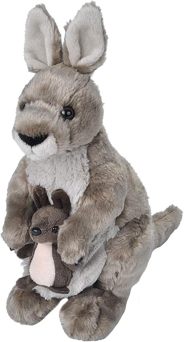 Wild Republic Kangaroo Plush Soft Toy, Cuddlekins Cuddly Toys, Gifts for Kids,Grey,30 cm
