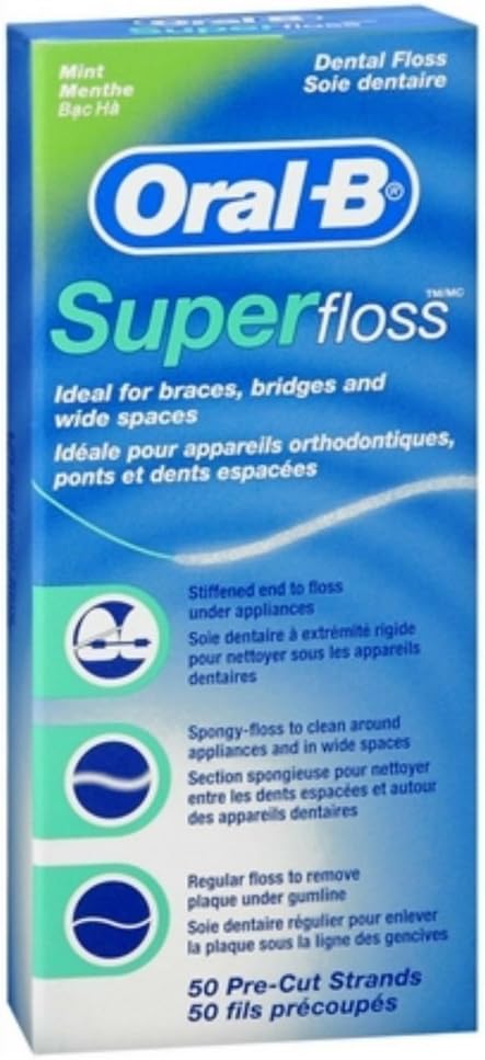 Oral-B Super Floss Mint Dental Floss Pre-Cut Strands 50 ea (Pack of 6)