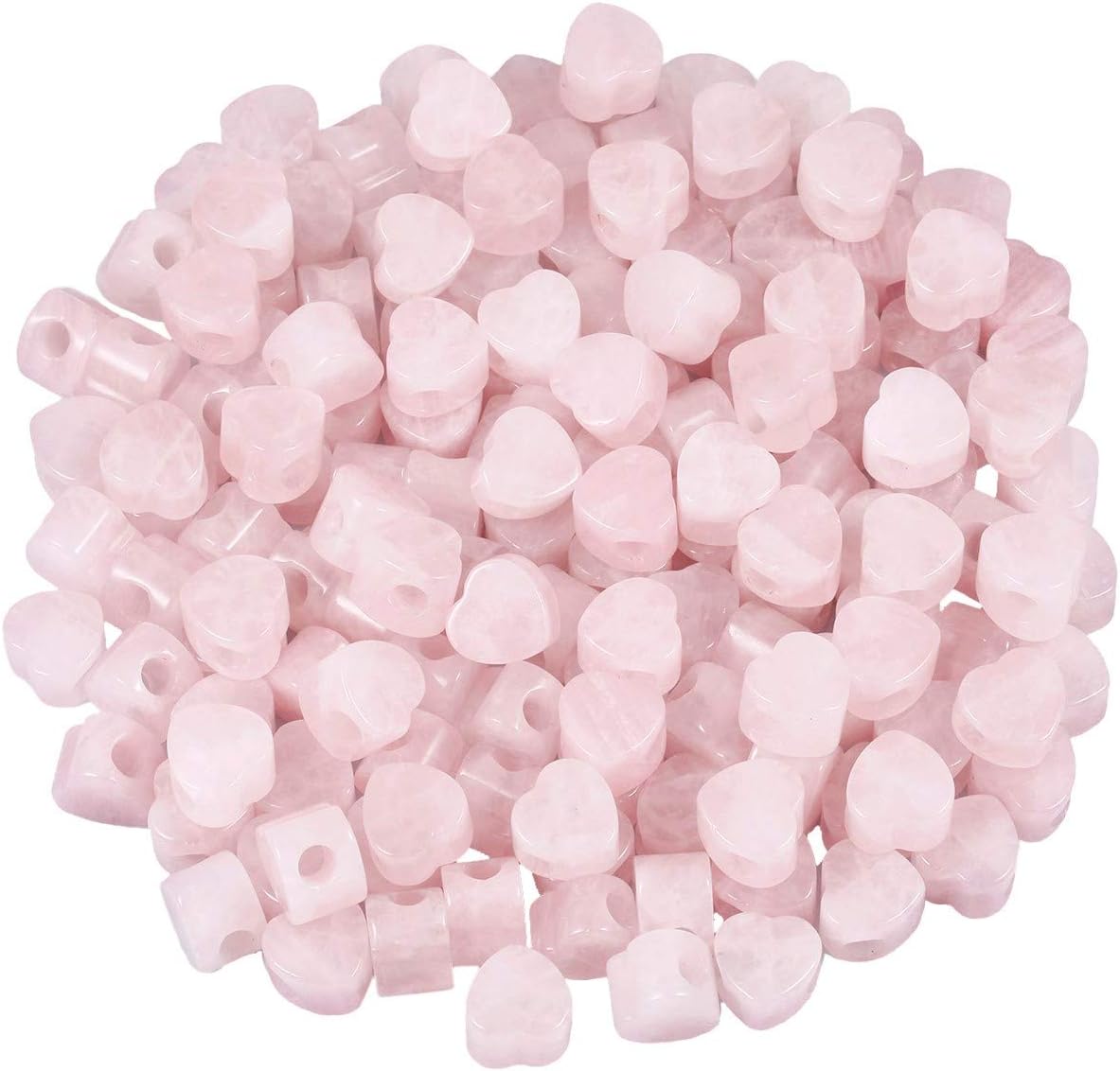 SUNYIK Rose Quartz Heart Shape Large Hole Loose European Bead fits Charm Bracelet Jewelry Makings,14x14mm, Pack of 15