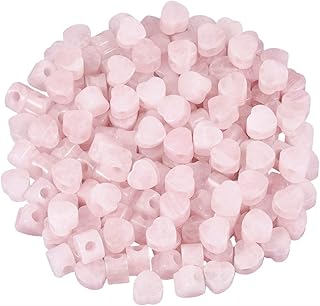 SUNYIK Rose Quartz Heart Shape Large Hole Loose European Bead fits Charm Bracelet Jewelry Makings,14x14mm, Pack of 15
