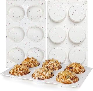 CAKETIME Muffin Top Pan, Silicone Egg Molds for Breakfast Sandwiches 3 Inch Round Egg Baking Pan for Oven English muffins, Whoopie Pies, Corn Bread, Egg bites, Tarts 3 Pack Confetti